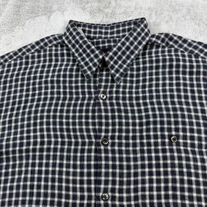 SOLD Neiman Marcus collection 100%Linen shirt men’s size XL plaid black made in